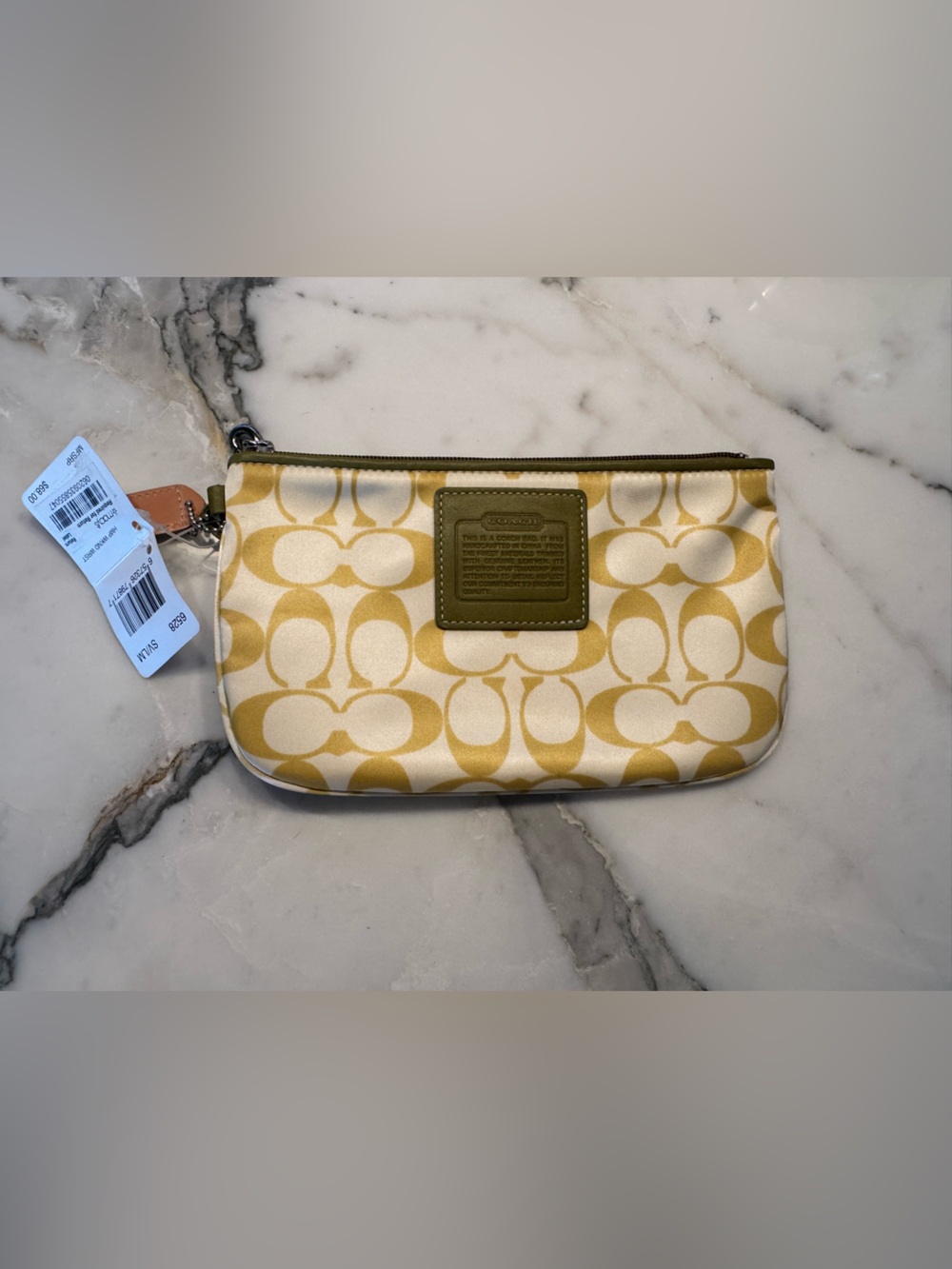 Coach Signature Canvas Wristlet in Lime